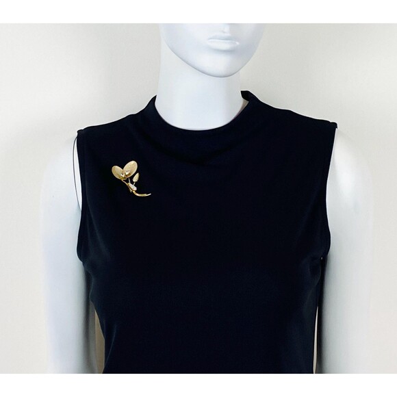 Vintage Floral Gold Tone MCM Brooch Pin Made In West Germany Aurora Borealis - Picture 2 of 7